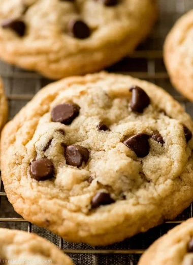 Delicious homemade chocolate chip cookies fresh out of the oven