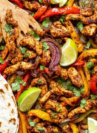 Sheet pan chicken fajitas with vibrant bell peppers and spices
