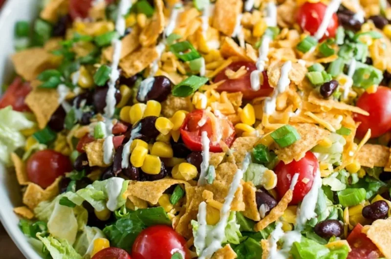 Vegetarian Black Bean Taco Salad with fresh vegetables and black beans