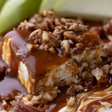 Delicious Caramel Apple Cheesecake Dip served in a bowl with fresh apple slices.