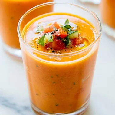 Bowl of classic gazpacho made with fresh tomatoes and vegetables