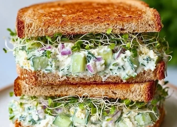 Cucumber salad sandwiches featuring fresh cucumbers and herbs