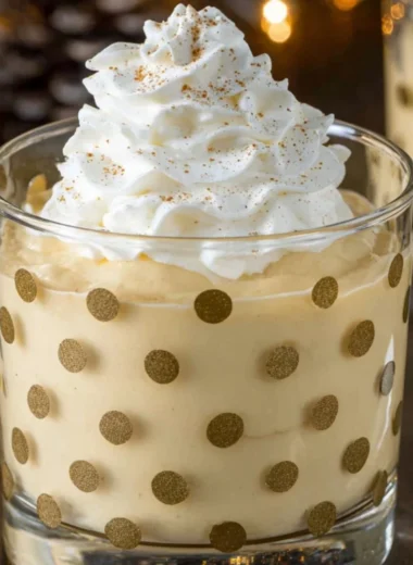 Delicious eggnog pudding served in a festive bowl during the holiday season