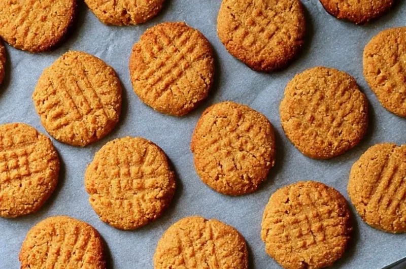 Gluten free and dairy free peanut butter cookies on a plate.