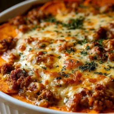 Ground Turkey Sweet Potato Bake dish served in a bowl