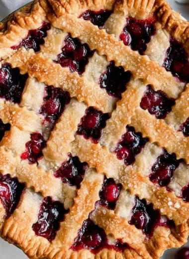Delicious homemade cherry pie fresh out of the oven