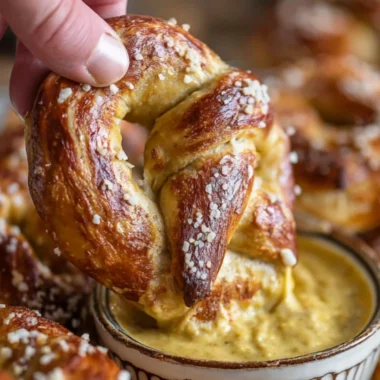 Freshly baked homemade soft pretzels with a golden brown finish