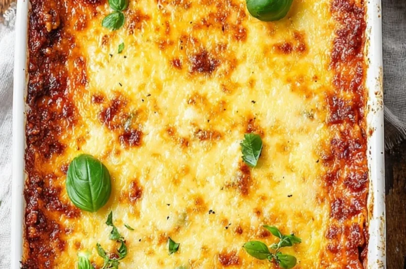 Low-carb Keto Lasagna with layers of cheese and meat