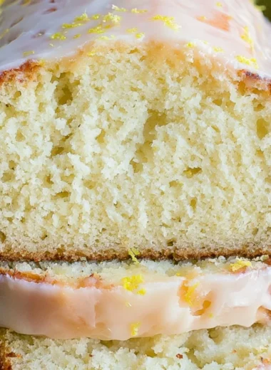 Moist lemon pound cake with a golden crust and lemon glaze