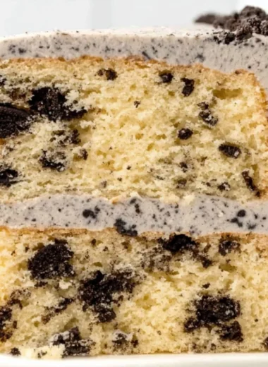 Delicious homemade Oreo Cake with chocolate layers and cream frosting