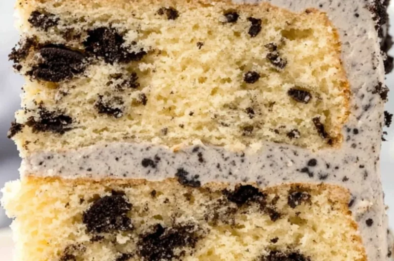 Delicious homemade Oreo Cake with chocolate layers and cream frosting