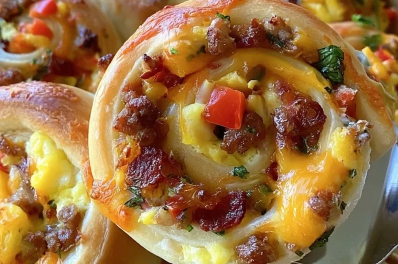 Freshly baked savory breakfast rolls filled with herbs and spices
