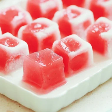 Delicious Watermelon Mochi dessert featuring a fruity flavor and chewy texture.