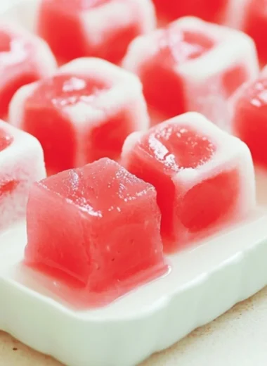 Delicious Watermelon Mochi dessert featuring a fruity flavor and chewy texture.