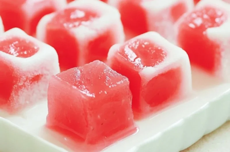 Delicious Watermelon Mochi dessert featuring a fruity flavor and chewy texture.