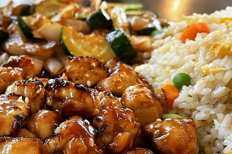 Delicious Blackstone Hibachi Chicken sizzling on the grill.