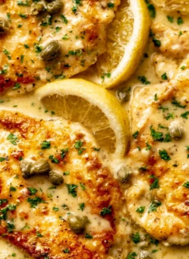 Delicious easy chicken piccata served with a zesty lemon sauce and capers.