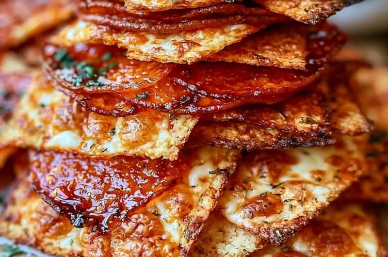 Keto Pepperoni Cheese Chips - Delicious low-carb snack with cheese and pepperoni