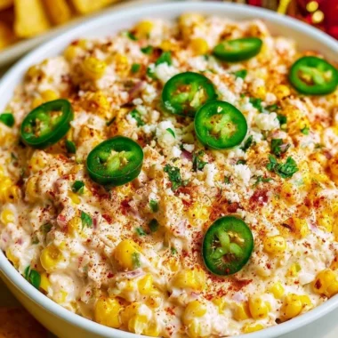Delicious Mexican Street Corn Dip served in a bowl with tortilla chips
