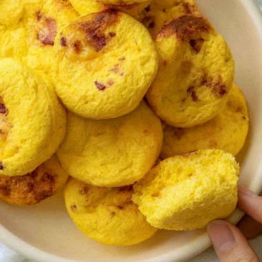 Oven baked Starbucks egg bites served on a plate for a tasty breakfast
