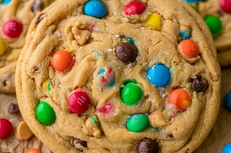 Delicious Peanut Butter M&M Cookies with colorful chocolate candies