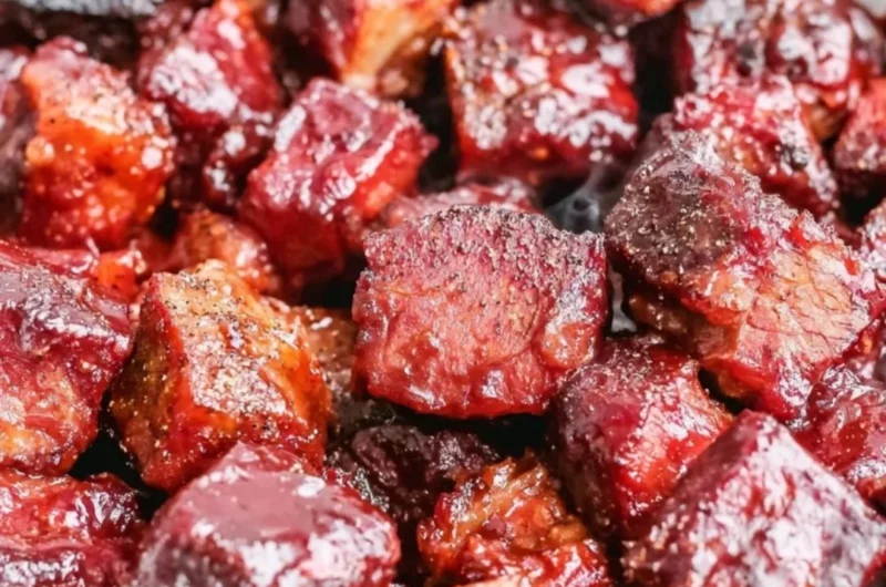 A delicious plate of Poor Man's Burnt Ends, smoky and flavorful BBQ dish.