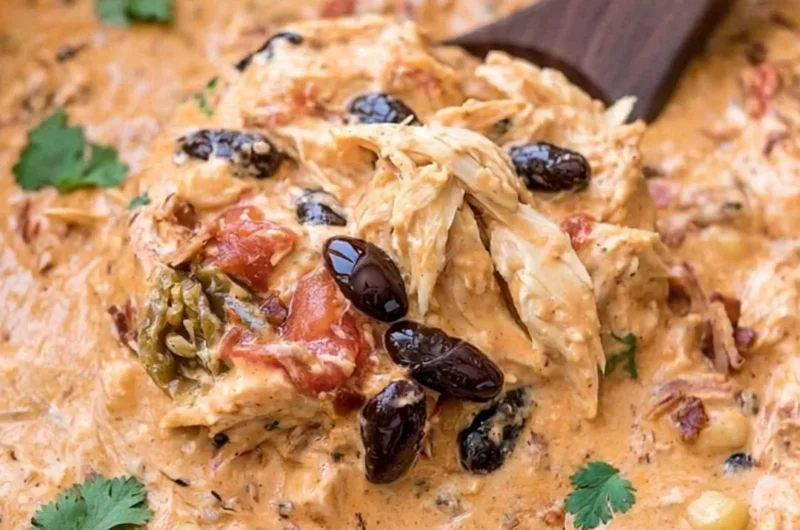 Slow Cooker Cream Cheese Crack Chicken Chili served in a bowl with toppings