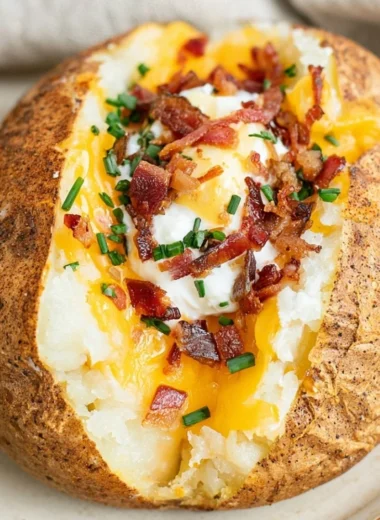 Delicious smoked baked potatoes on the pellet grill, ready to be served.