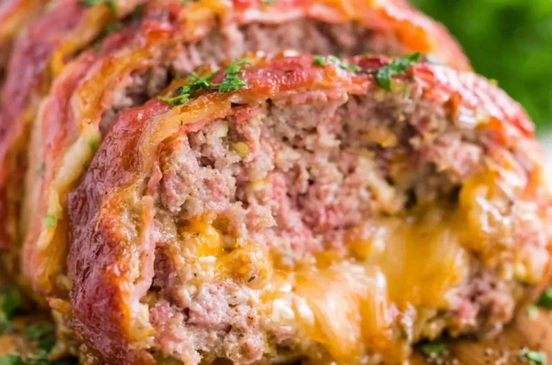 Deliciously smoked meatloaf fresh off the grill, garnished with herbs.