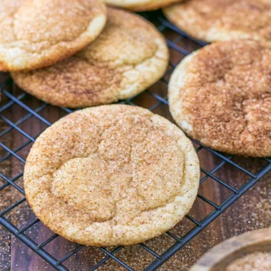 Homemade snickerdoodle cookies with cinnamon sugar topping