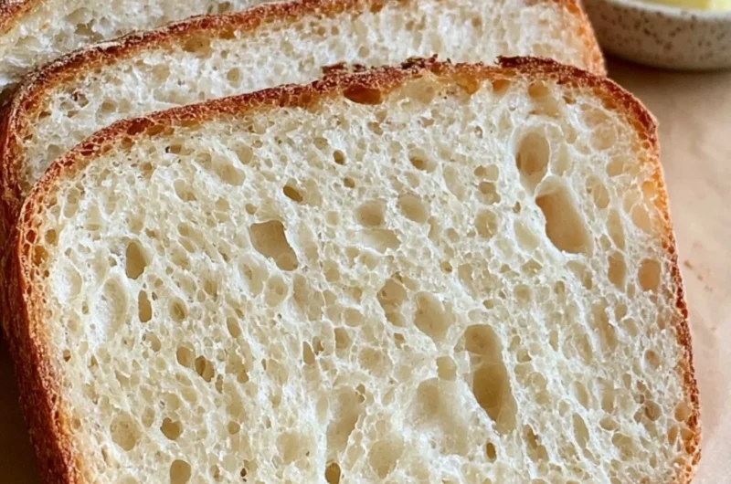 Freshly baked sourdough sandwich loaf ready for delicious sandwiches.
