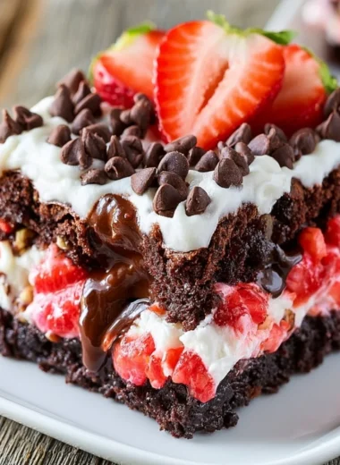 Delicious Strawberry Earthquake Cake dessert with vibrant strawberries and unique texture.