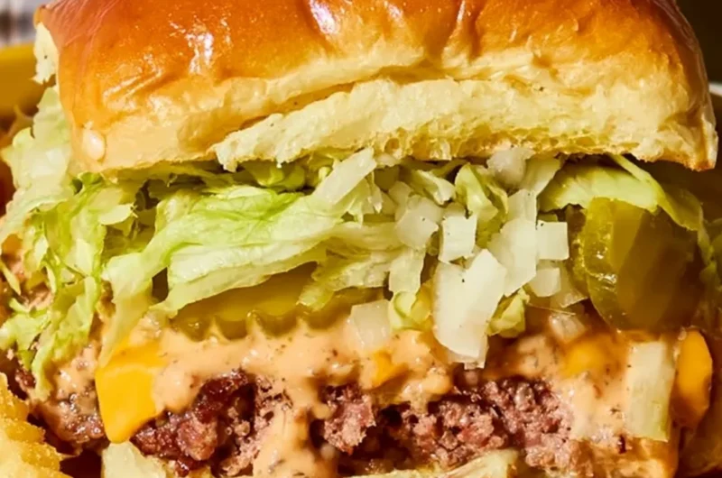 Delicious Big Mac sliders arranged on a platter for a savory snack
