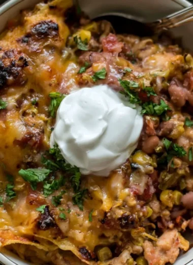 Healthy chicken casserole recipe with vegetables and herbs baked to perfection